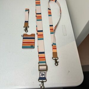 Thread Striped Lanyard, Keychain and Card Holder Set